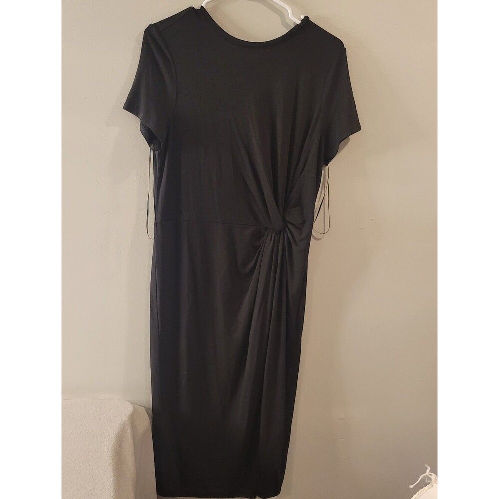 Tahari Tee Black Long Shirt Dress Size MEDIUM